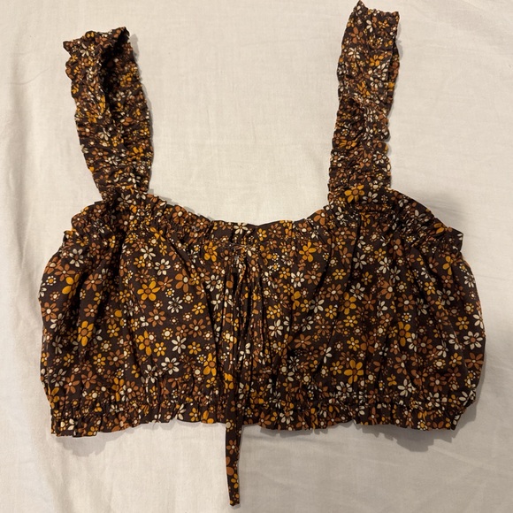 Garage Brown Floral Crop Top - Picture 2 of 3